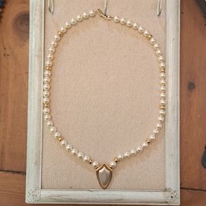 Napier 24" faux pearl and gold necklace
